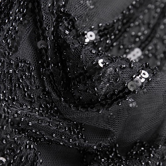 NWT  1920s Gatsby Dress V Neck Sequin Bead Fringed Cocktail Hem Flapper Dress - Picture 9 of 12